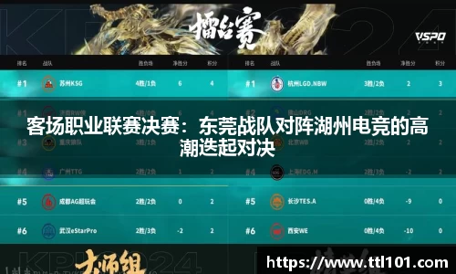 客场职业联赛决赛：东莞战队对阵湖州电竞的高潮迭起对决